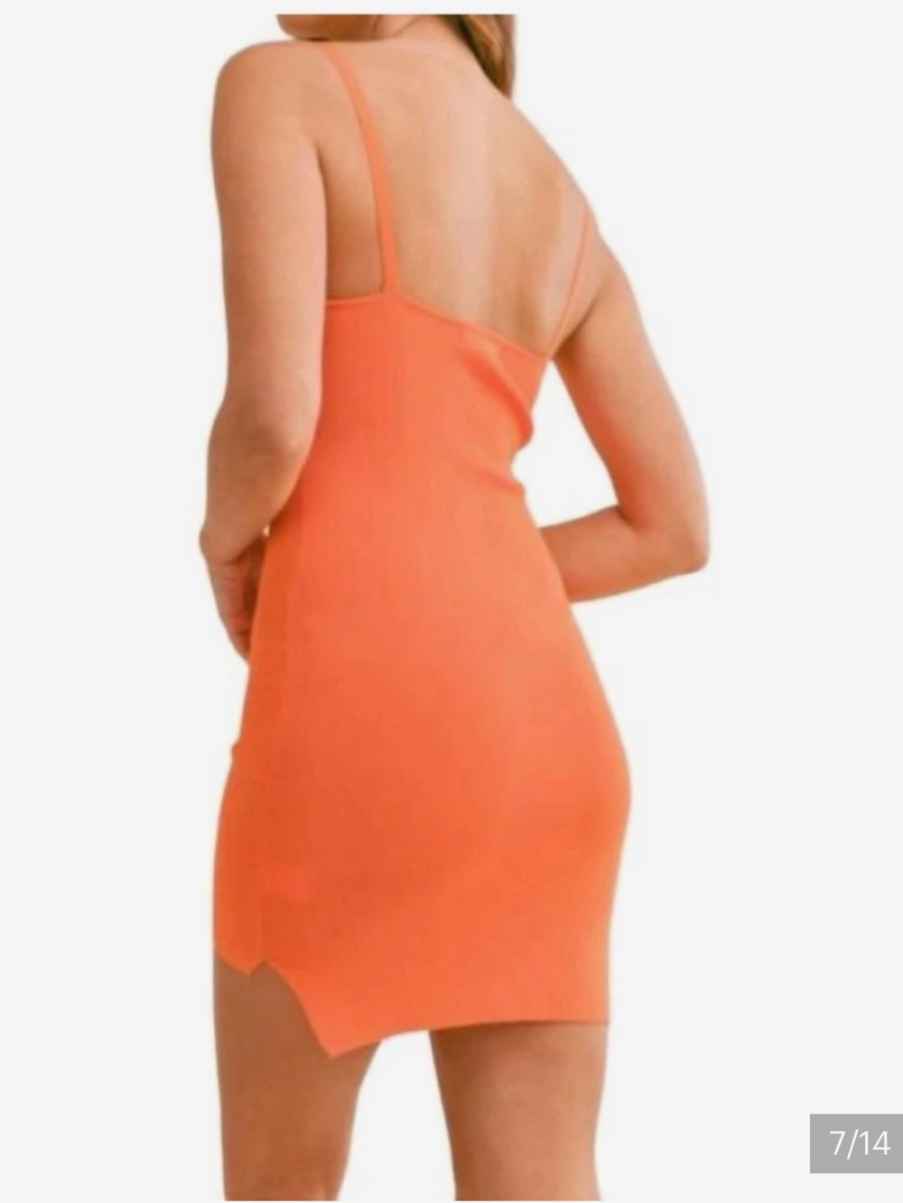 MABLE Orange Bodycon Mini Dress with Spaghetti Straps - Picture 7 of 8
